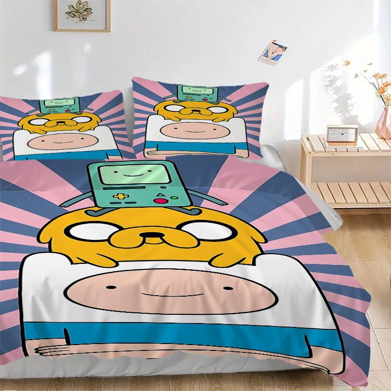 

3pcs Adventure Time Duvet Cover Set (1 Duvet Cover + 2 Pillowcases, No Core) - Comfortable, And Breathable Bedroom Decoration yy251104091 135x200cm
