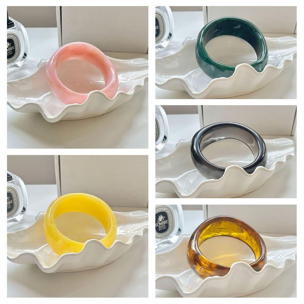Bohemian Acrylic Bangle Smudging Transparent  Hand Ring Temperament Irregular Wide Bracelet  Gift