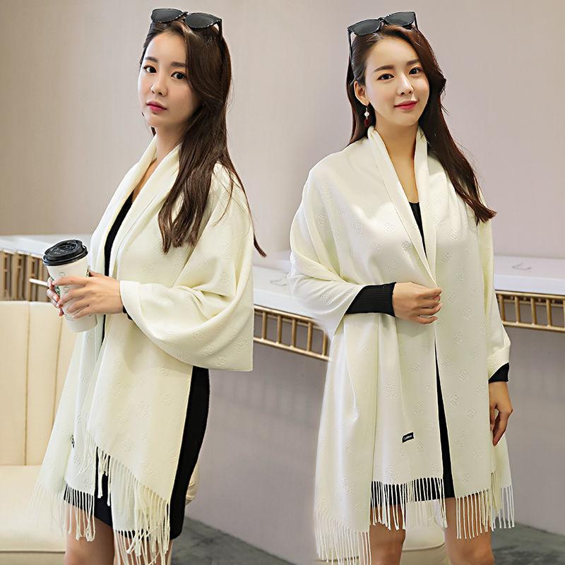 Women's Winter Fleece-Like Cashmere Scarf Solid Color Warm Autumn Winter Scarf