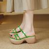 Thick-soled Heightening Roman Sandals for Women's New Summer Outer Wear, One-word with Wedged Muffin, One-pedal Retro Cool Slippers