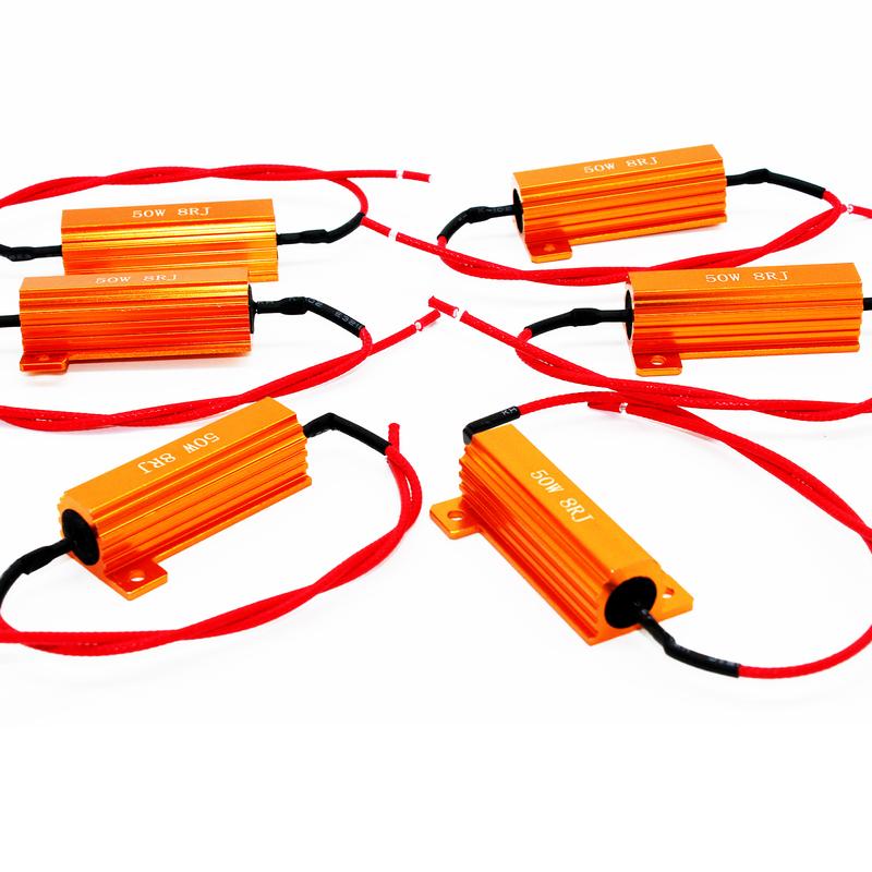 2PCS 4PCS 6PCS LED Load Resistor 50W 8RJ 8ohm Power Metal Shell Case Wirewound Resistor LED Decoder or Brake Turn Signal Light