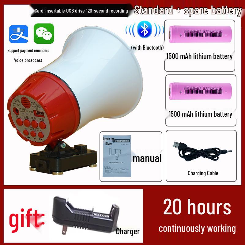 Rechargeable Outdoor Megaphone & Bluetooth Speaker for Street Vendors and Promotions