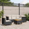 Vidaxl 6-Cz. Set di Mobili da Giardino con Cuscini, Polyrattan Nero