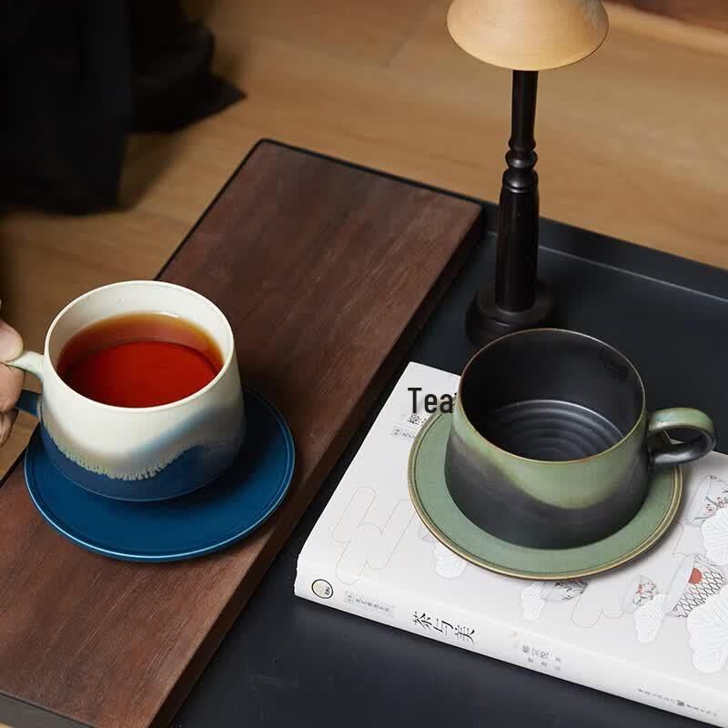 Xiangshang Jingdezhen Underglaze 'Blue Sea & Mountains Rain Sleep' Teacup