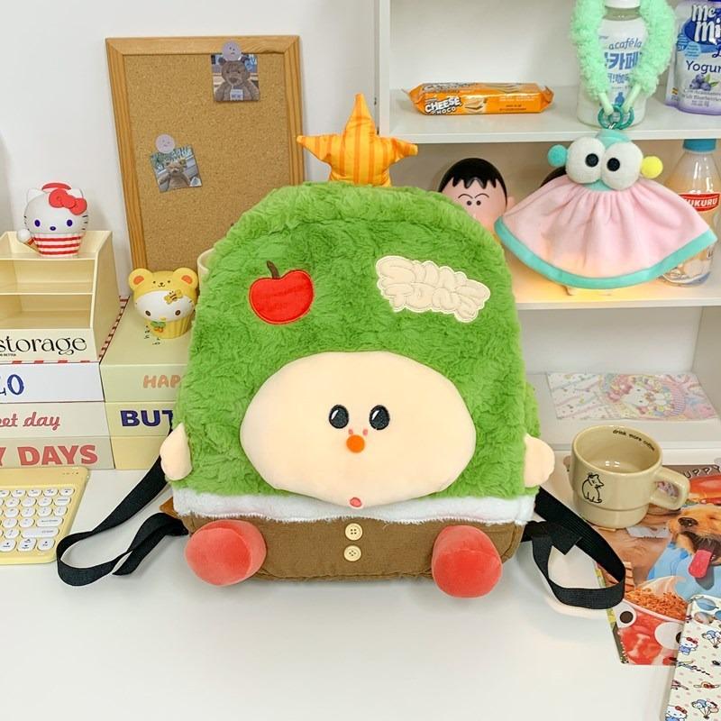 

New cute cartoon apple wishing tree plush backpack female junior high school student schoolbag doll backpack