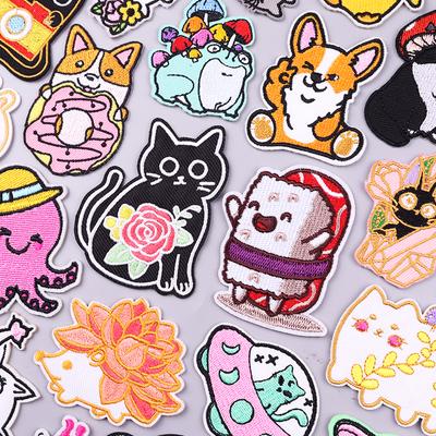 Kat Dier Patches Strijkbare Patches Op Kleding Cartoon Geborduurde Patches Voor Kleding Borduur Patches Klittenband Stickers Speldjes