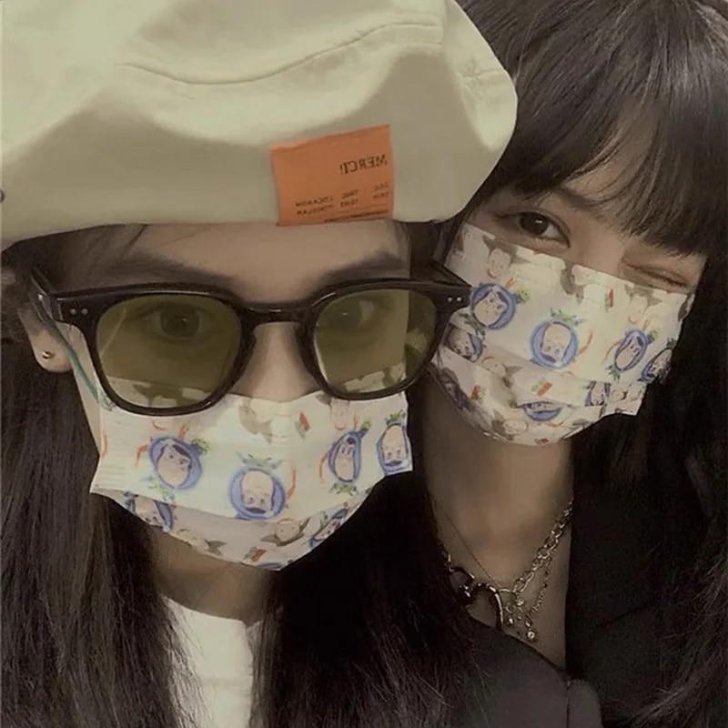 Fashion Korean Yellow Shades Vintage Square Cycling Sunglasses Women Oversized Sun Glasses Fashion Uv400 Eyewear  Goggles