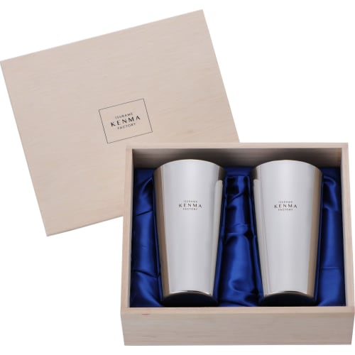 Wahei Freiz Tumbler, 320ml, for Coffee and Alcohol, by Tsubame Kenma Factory, Set of 2, Wooden Box, Stainless Steel, Double Walled, Insulates for Hot