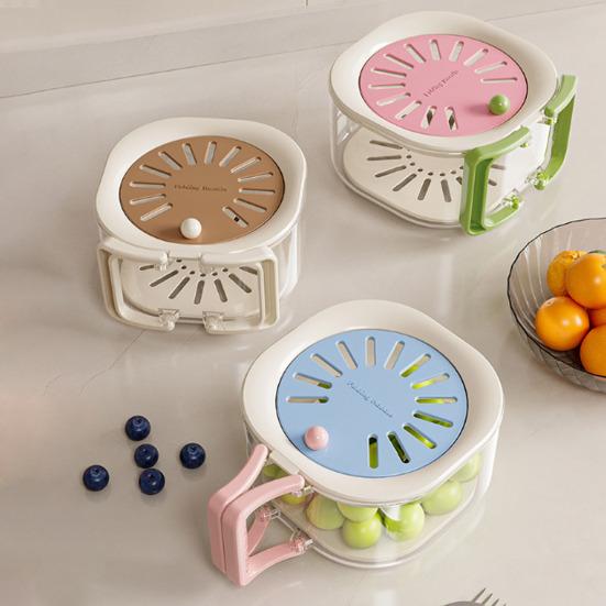 Yousheng Drain Basket Foldable Handle 2-in-1 Wash Drain Design Kitchen Colander Strainer Storage Bowl Fruit Vegetable Washing Bowl