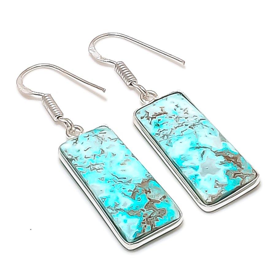 Natural Lace Agate Gemstone Handmade 925 Sterling Silver Earring 1.81  AE-11375