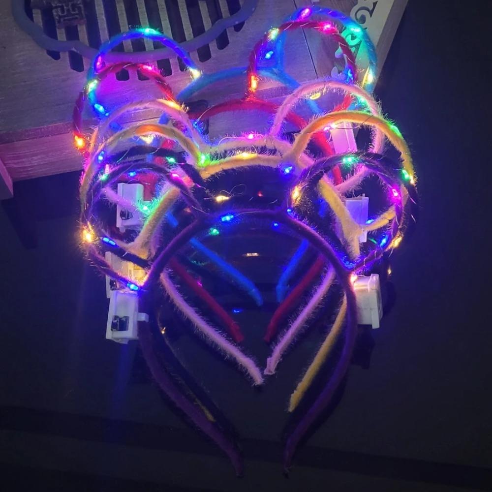 10/20/30pcs Girl Women Led Glow Cat Bunny Ear Hairband Light Up Flash Headband Glow In the Dark Birthday Wedding Party Supply