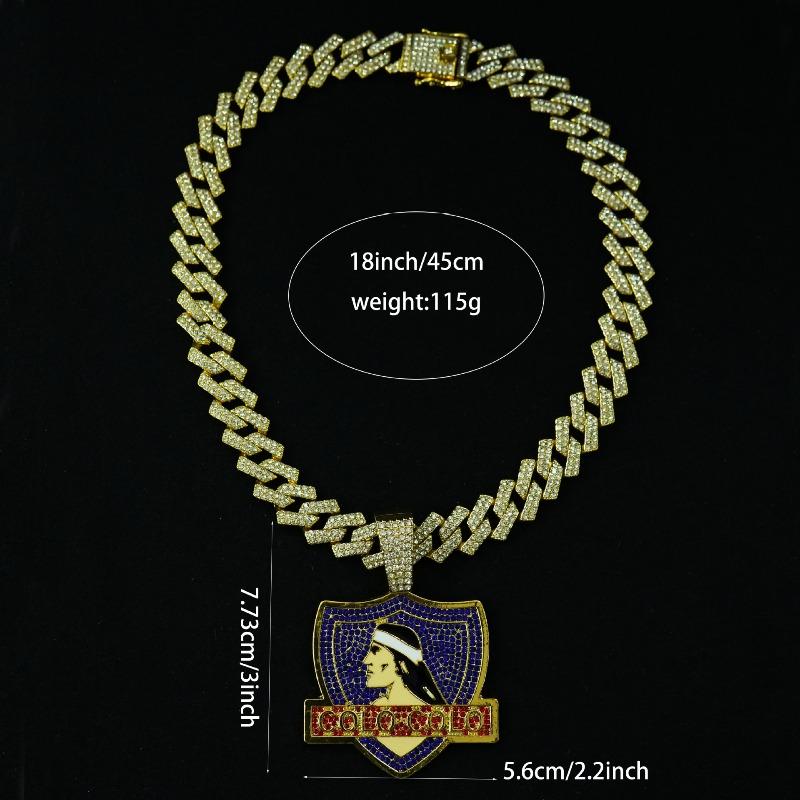 Meier Portrait Shield Pendant Rap Necklace Trendy Street Style Accessories