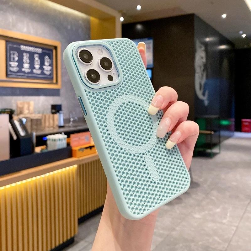 

New Skin Sensation Heat Dissipation Breathable phone case for For Iphone 16 15 14 13 12 11 pro max plus Metal buttons Cover Luxury For iPhone 12