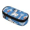 Pencil Pouch Casual Wear Resistant Polyester Zip Around Closure with Main Compartment Mesh Pocket and Pen Slots for Classroom Use