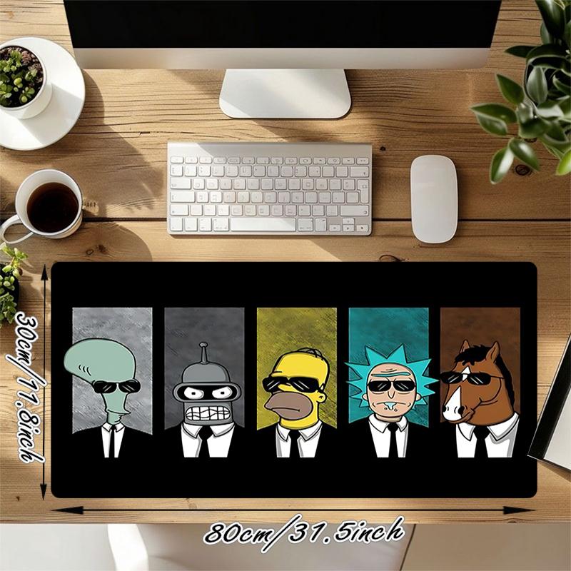1Pc Retro Cartoon Characters Gaming Mouse Pad Keyboard Desk Mat Non-slip Rubber Lock Edge Waterproof Computer Mousepad for Office Home Decor Y11