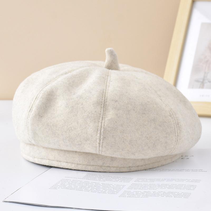 Zimní móda Baret Čepice Pro ženy Teplé Bucket Klobouky Jednobarevné Elegantní Vlněná Čepice Dámská Podzimní Venkovní Panama Čepice Newsboy Čepice