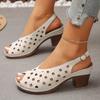 Sandalias Romanas Retro de Talla Grande, Capa Exterior Transparente con Hebilla de Color Sólido Sandalias de Punta Abierta para Mujer