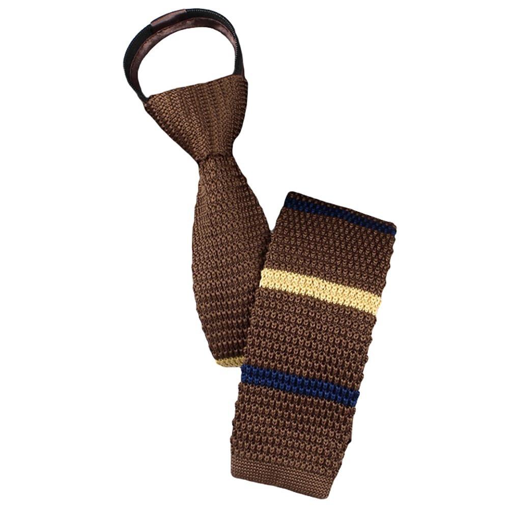 

Striped Pattern Soft Striped Tie Zipper Closure Flat Head Tie Collars Knitted Tie Boys 8