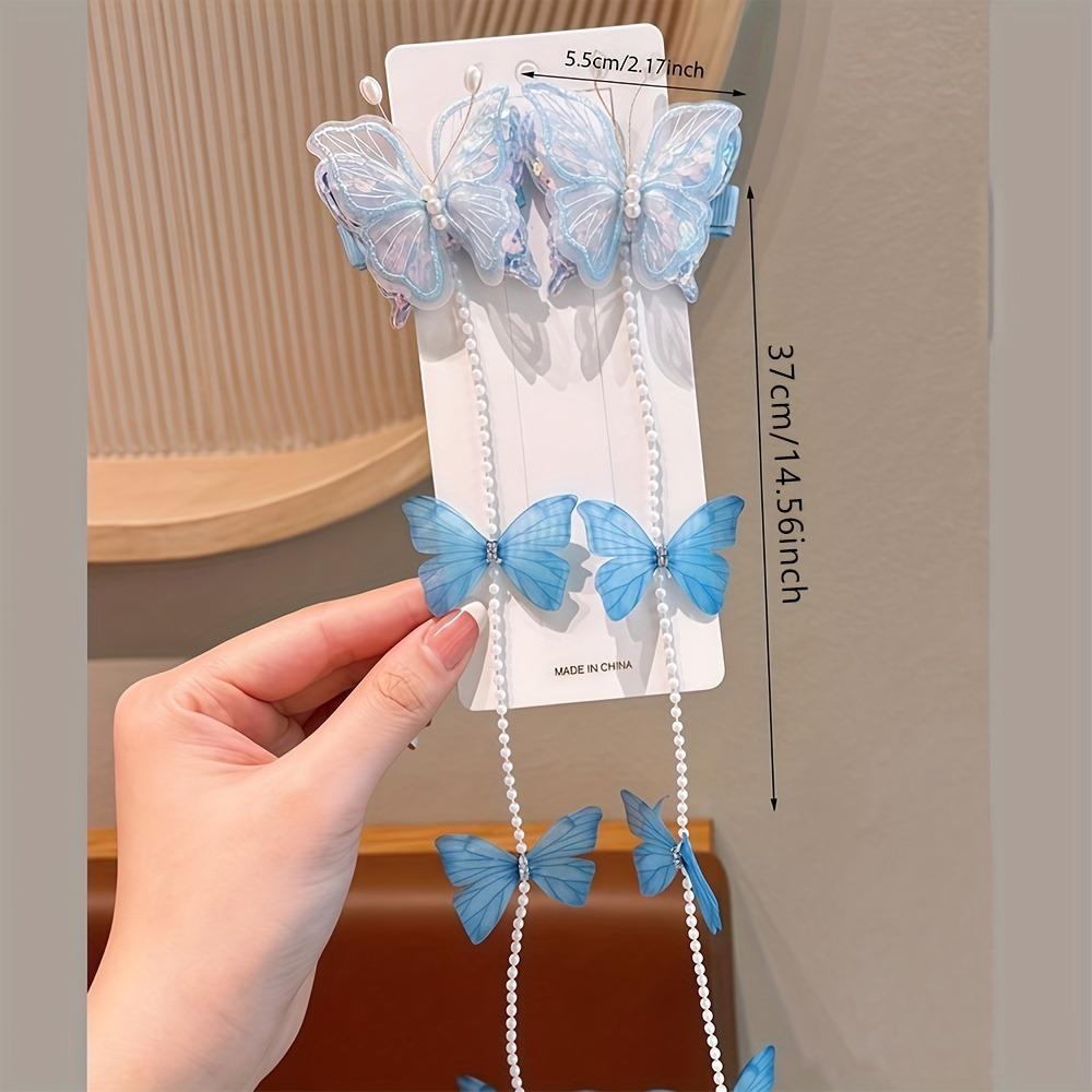 2 Stück Neue Süße Dreidimensionale Schmetterling Quaste Kinder Haarspange Auftritt Party Lockiges Haar Geflochtene Exquisite Kopfbedeckung