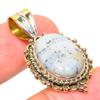 Natural Dendrite Opal TwoTone 925 Solid Sterling Silver Gift Pendant 1.50" K6M84