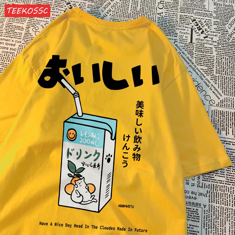 Niedliches Japanisches Katzenmuster Übergroßes T-Shirt Damen Herren Kurzarm Locker Lässiges T-Shirt Streetwear Oberteile Baumwolle Harajuku Kleidung