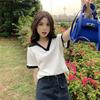 Summer Simple and Versatile Top POLO Shirt Fashionable and Stylish Solid Hue New Lapel Short-sleeved T-shirt for Ladies B Practical Use
