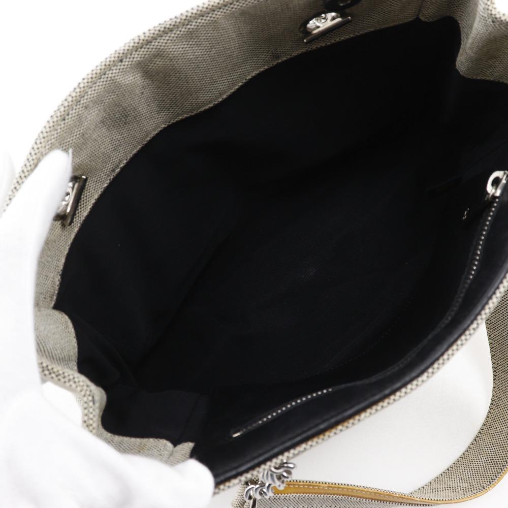 Chanel Camellia NO5 Tote Bag Chocolate Bar Chain Tote Gray/yellow Canvas Women Used