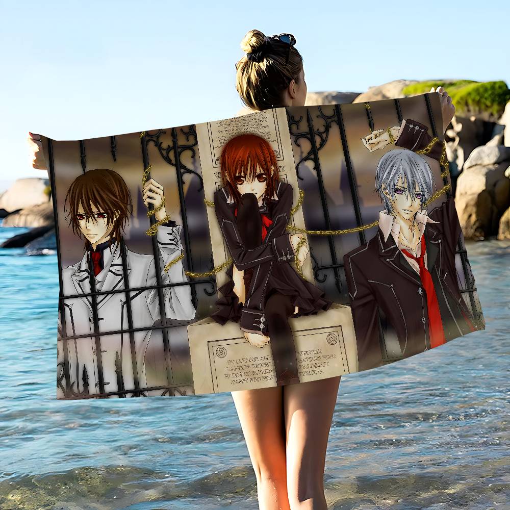 Anime V-Vampire K-Knight Microfiber Printed Beach Towel Mountain Climbing Yoga Beach Swimming Running Absorbent Soft Towel