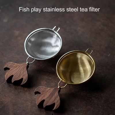 Tea Accessories Stainless Steel Tea Strainer Fine Mesh Wooden Handle Tea Filter Easy To Clean Tea Sifters Home Use