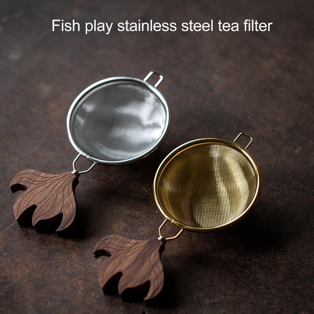 Tea Accessories Stainless Steel Tea Strainer Fine Mesh Wooden Handle Tea Filter Easy To Clean Tea Sifters Home Use
