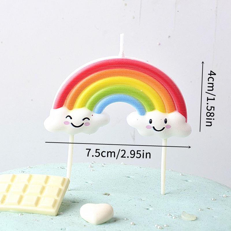 Rainbow Clouds Smiling Candles Children'S Cartoon Birthday Cake Dessert Decoration Wishing Candles