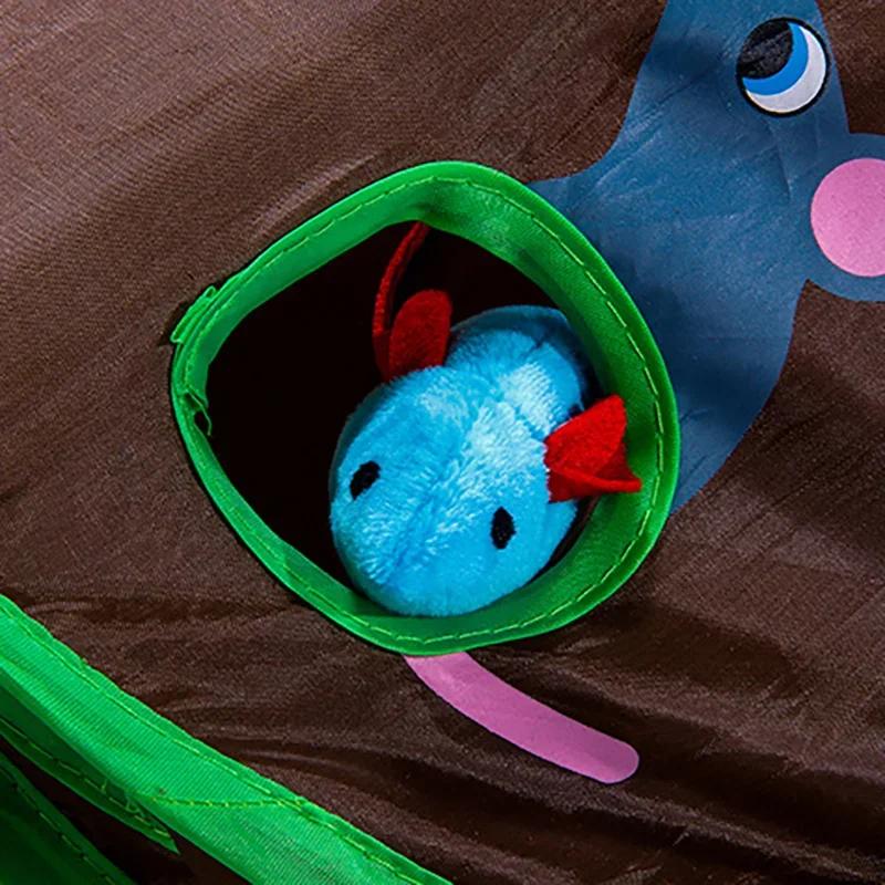 Cat Tunnel Toys Interactive Bell Intelligence Game Foldable Tent with 9 Hole Hunt Mouse Ball Toys Keeps Kitten Active Pet Stuff