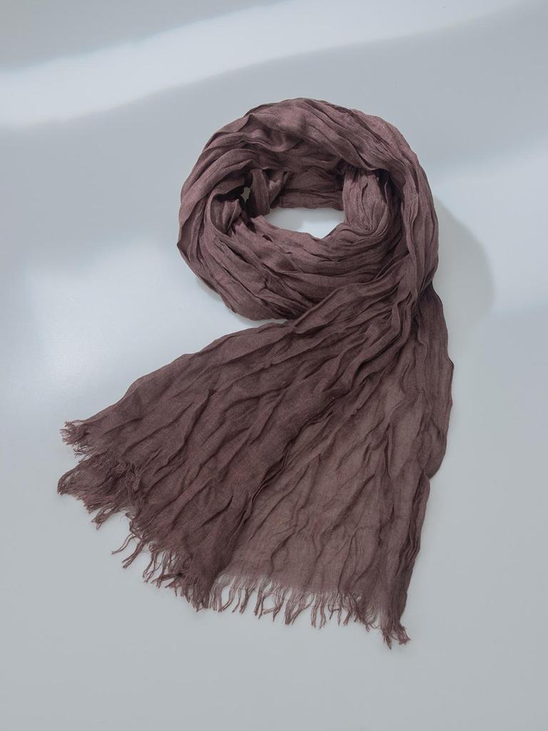 Vintage Plissierter Baumwoll-Leinen-Schal & Seiden-Krawatte Schal für Damen - Frühling/Herbst