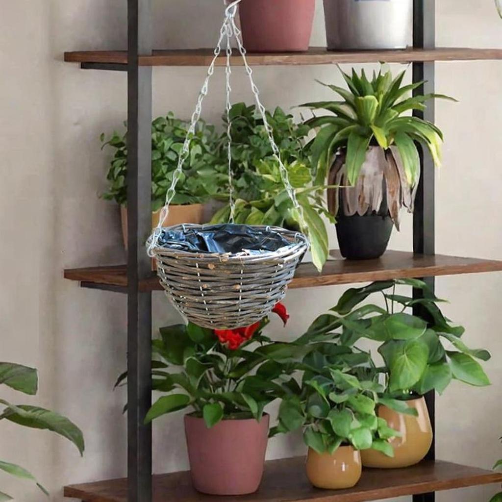 Rattan Flower Basket with Hanging Chain Wall for Party Doorway Window 8