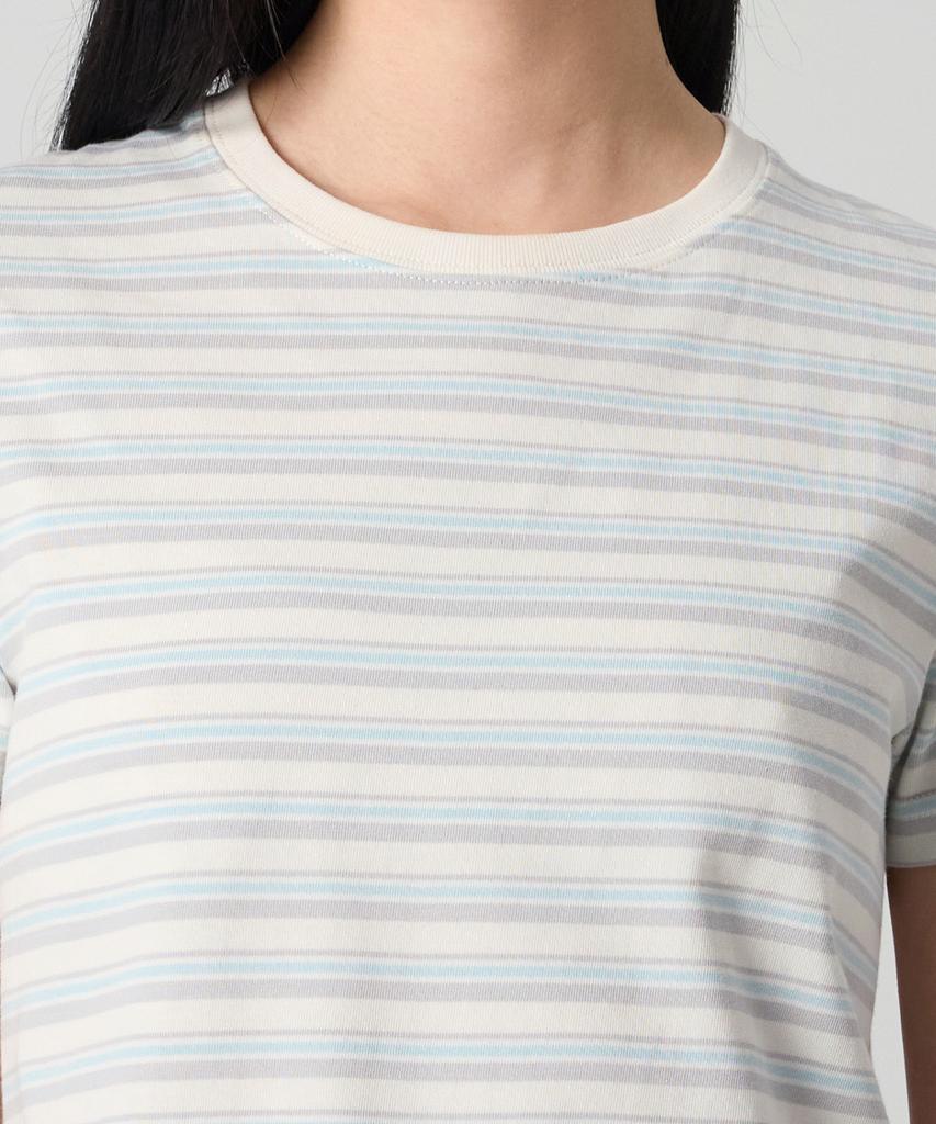 CHAMPION Women'S C-Logo Striped T-Shirt Ecru