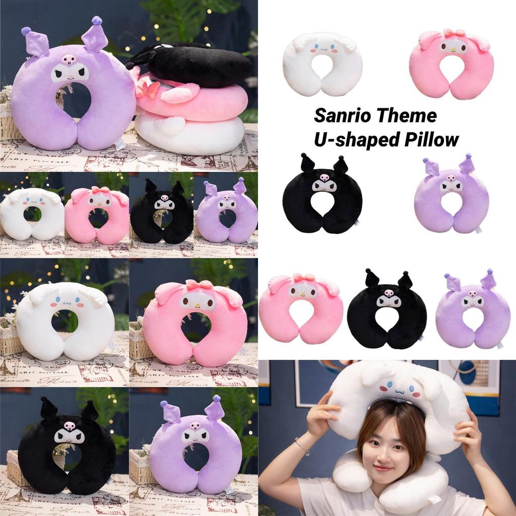 Universal Cartoon Style U-shaped Neck Pillow In White Pink Black And Purple