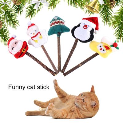 5Pcs Cat Chew Toy Lovely Santa Snow Doll Penguin Lucky Bag Teeth Cleaning