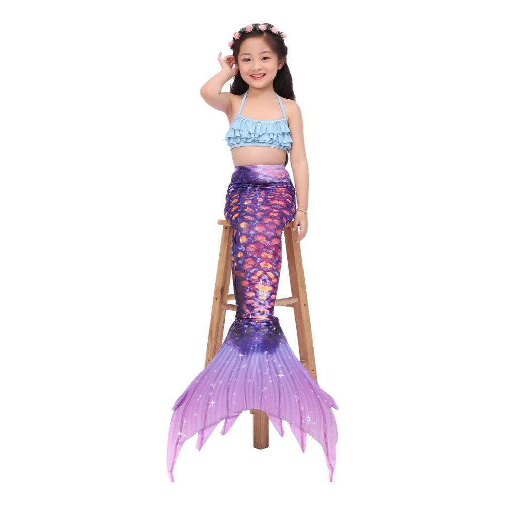 Costume da bagno da sirena per bambini, top a fascia da sirena, coda di pesce, vestito da principessa per bambine