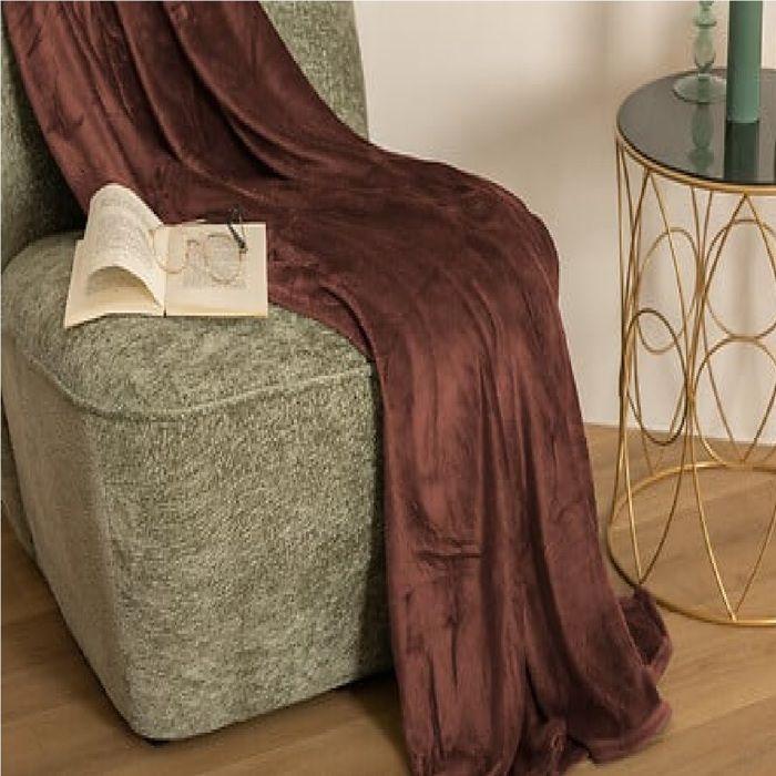 Plaid 130 x 160 cm Collection Olis marron