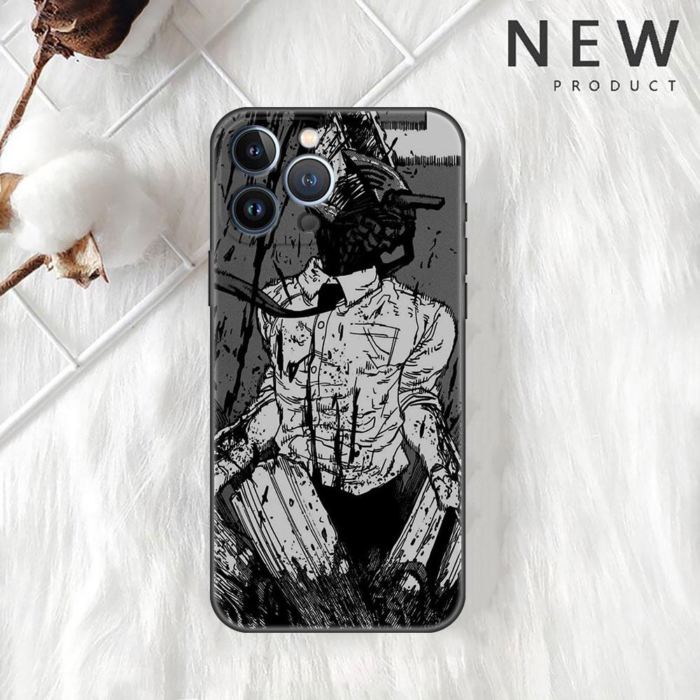 Pouzdro pro Apple iPhone 14 11 13 7 12 Pro 7 XR XS Max 8 Plus 6 14Pro 13Mini Černé Měkké Telefonní Coque Chainsaw Man Cool