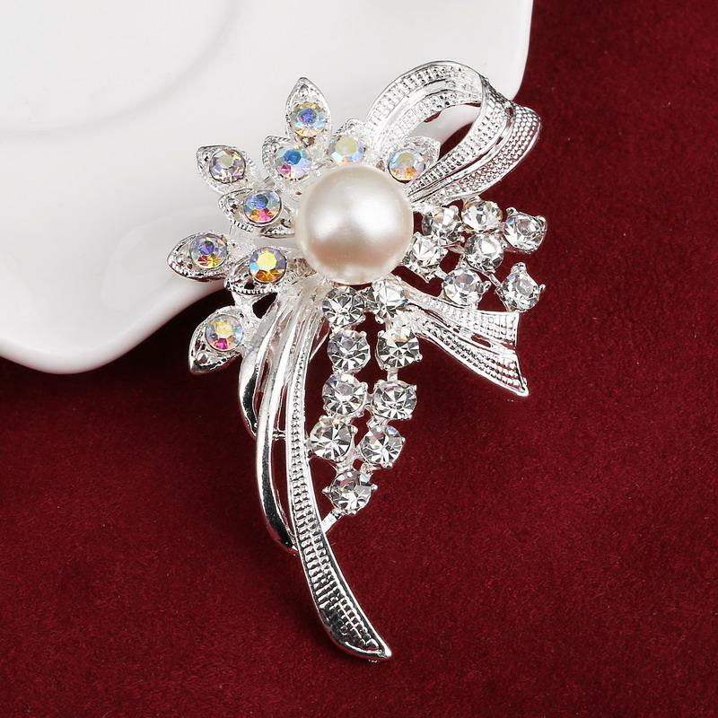 Hesiod Delicate Crystal Stone Rhinestone Pin Brooch Banquet Jewelry Simulated Pearl Goldfish Brooches Pins Wedding Occasion Party Event Wedding