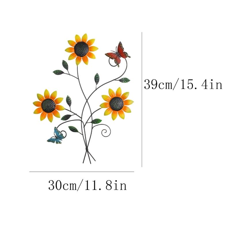 Iron Sunflowers Wall Hanging Weather Resistant Outdoor Decoration For Patios Yard Easy Setups No Tool Required