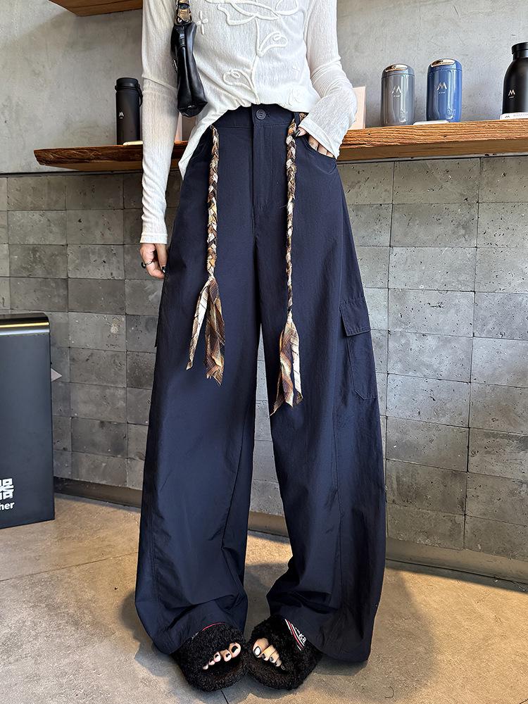 American Style Wide-Leg Woven Belt Pants: Women's 2026 Spring/Summer Casual Workwear