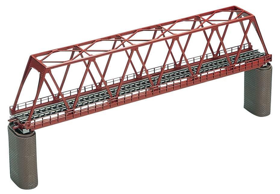 TOMIX N Gauge Truss with 2 Brick Model Railroad Supplies Single-Track Bridge, F, Red, Piers, 3031,