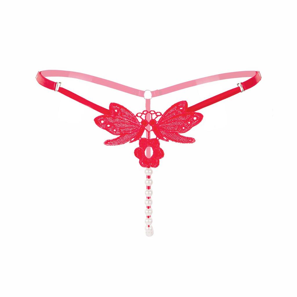 Panties Erotic Sexy String Panties Women Lace Butterfly G-Strings T-Back Thong Transparent Lingerie Cute With Pearls Panty Female Lingerie