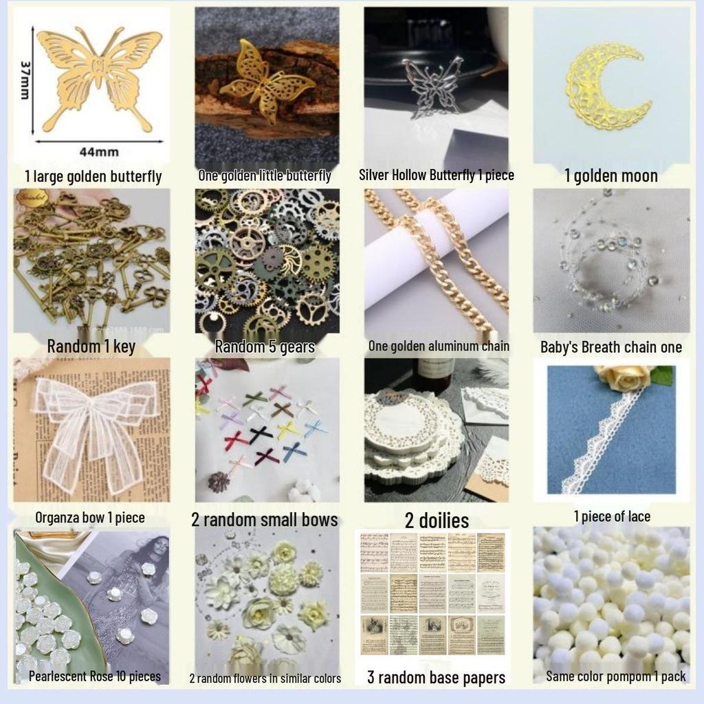 Pacote de Material de Bandagem DIY para Ita Bag com Decorações de Renda Mista Dourada/Prateada - Adereços de Beleza Antiga