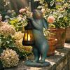 Resin Rabbit Solar Lantern Solar Powered Night Illumination Animal Garden Statues Waterproof Cute Outdoor Rabbit Art Decor