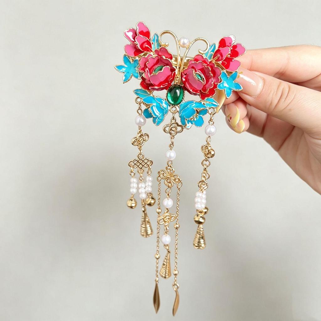 High-End Exquisite Butterfly Flower Hair Clip for Women - Stylish Side Hairpin and Bangs Accessory