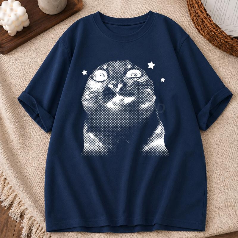 Y2k Funny Cat Meme T Shirt Clothing Anime Cartoon Cat Unisex Unisex Summer Tops Harajuku Tops Oneck Short Sleeve Tshirts