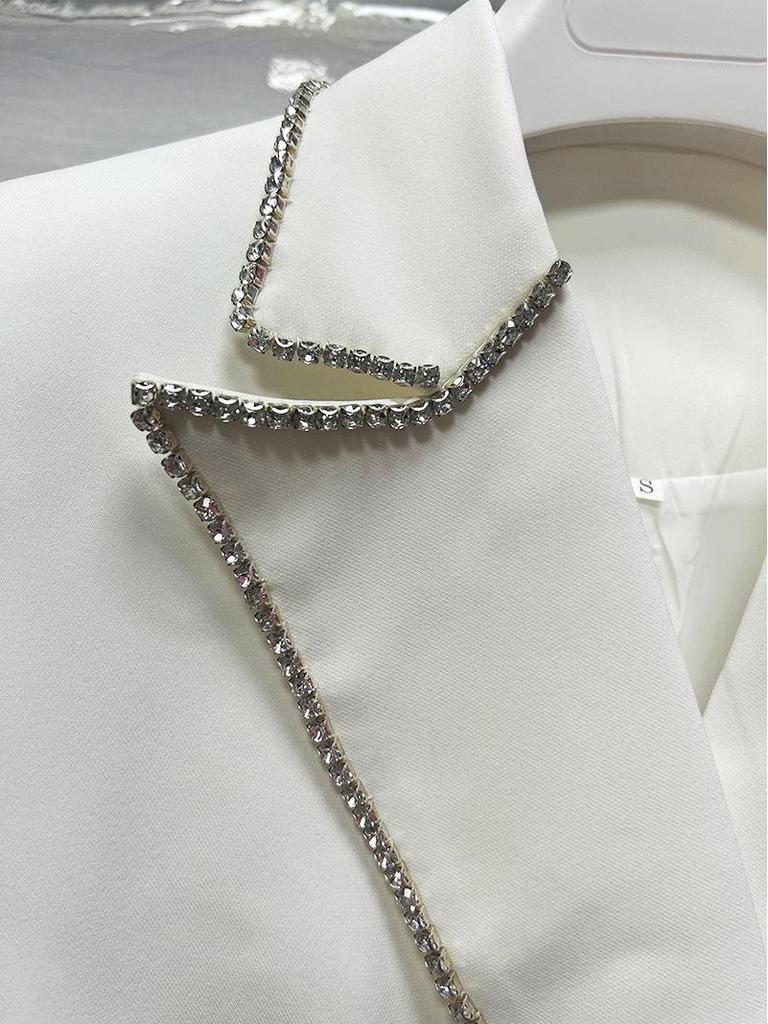 Europäisches & Amerikanisches Light Luxury Strass Perlen Slimming Zweireiher Anzugkleid (2025)